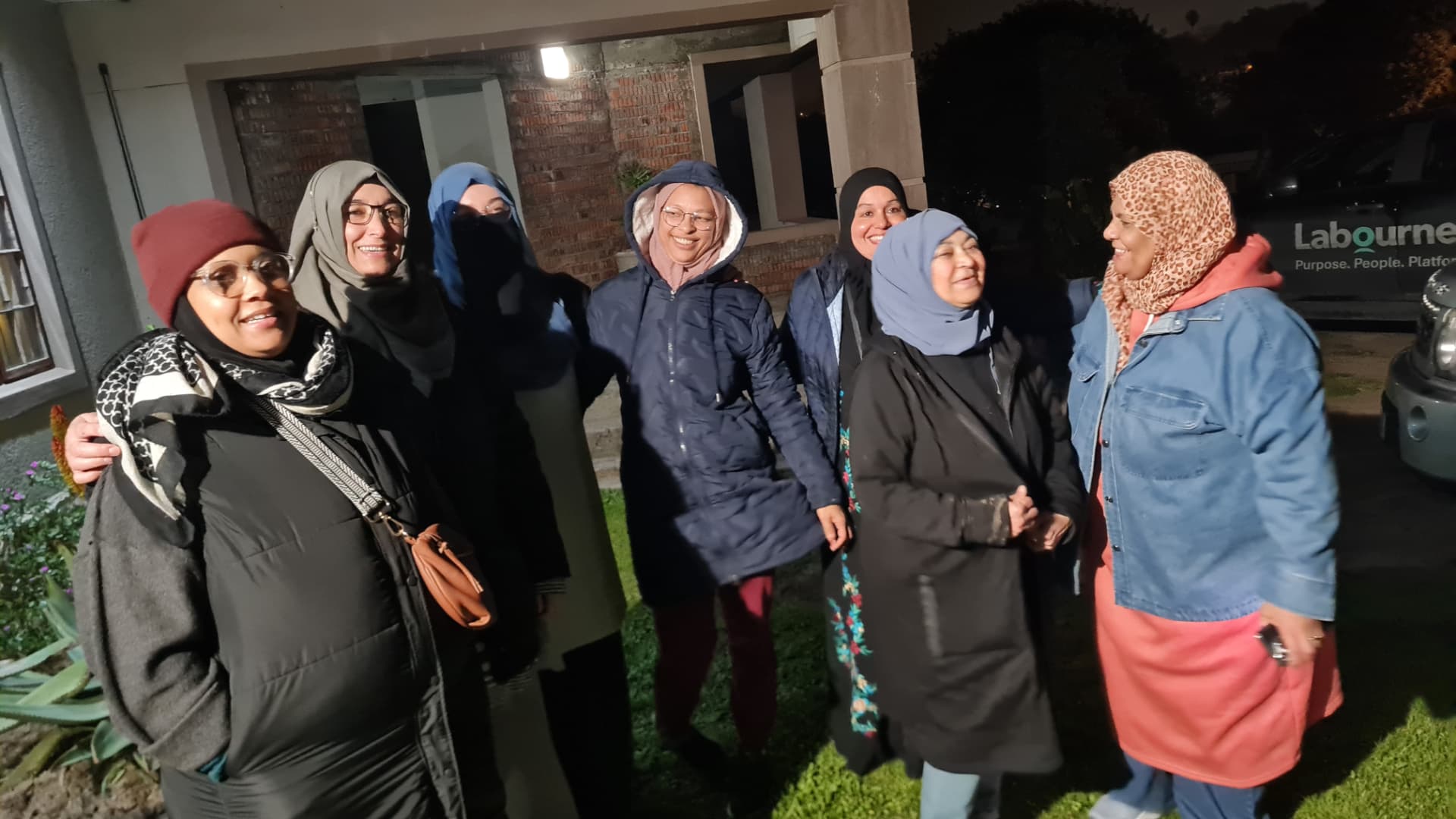 Sisters together after an evening community gathering